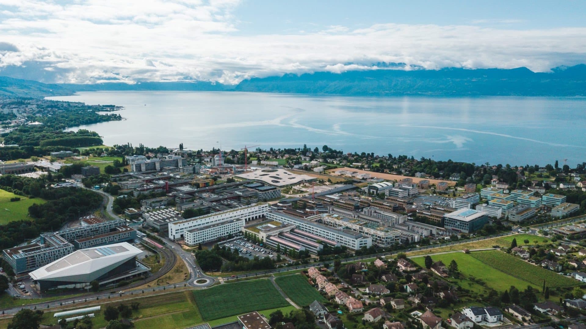 Aerial view of the Neuchâtel lakeside campus